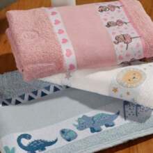 Funny 100% Cotton Baby Boy Girl Bath Towel 75x110 Cm For Cross Stitch Embroidery - 白色 - 查看 2