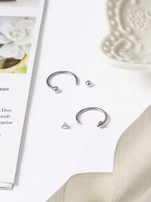 16 szt. stal nierdzewna do przegrody nosowej/chrząstki ucha - hipoalergiczne, wygodne, wielofunkcyjne kolczyki do nosa w kształcie podkowy, kolczyki do chrząstki ucha dla mężczyzn i kobiet - łatwa w użyciu biżuteria do piercingu ciała - Srebro - Zobacz 2
