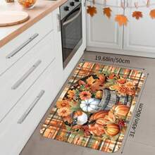 1pc/2pcs Fall Farmhouse Style Pumpkin Print Easy Clean Anti-Slip Kitchen Rug, Suitable For Kitchen, Hallway, Bathroom, Entryway, Thanksgiving Decor - Multicolor - View 16