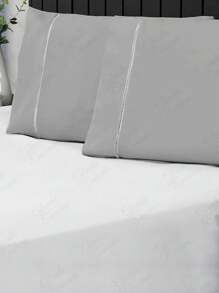 Combo Of 4 Pillowcases In Percal Flex 400 Thread Count Single Stitch - Xám - Xem 1