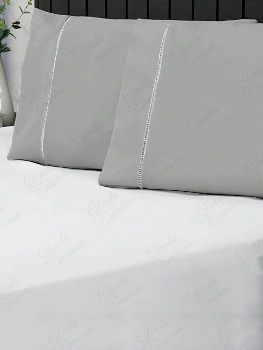 Combo Of 4 Pillowcases In Percal Flex 400 Thread Count Single Stitch - Xám - Xem 1