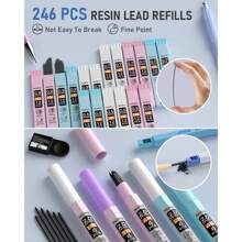 Nicpro 45PCS Aesthetic School Supplies With Big Capacity Pen Case, Pastel Mechanical Pencils 0.5, 0.7, 0.9, 2mm With 24 Tube Lead Refills(4B 2B HB 2H 4H COLORS) Erasers For Student Writing Drawing