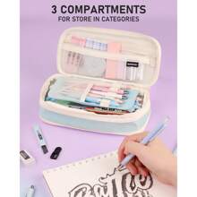Nicpro 45PCS Aesthetic School Supplies With Big Capacity Pen Case, Pastel Mechanical Pencils 0.5, 0.7, 0.9, 2mm With 24 Tube Lead Refills(4B 2B HB 2H 4H COLORS) Erasers For Student Writing Drawing