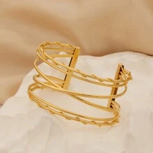 1 件女士时尚镂空心形和蝴蝶线宽手镯，珠宝礼物 - 金色 - 查看 12