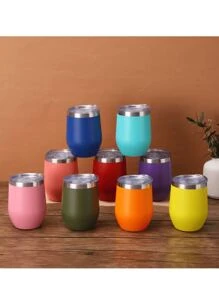 1 pieza Taza de huevo en forma de U de 340ML de acero inoxidable con aislamiento al vacío, exterior pulverizado de varios colores, incluye pajita de acero inoxidable y cepillo para pajita, apto para uso en el hogar, la oficina, al aire libre, viajes, deportes, también disponible para comprar por separado - Multicolor - Ver 12