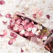 200 piezas Pétalos de rosa artificiales, satín de seda poliéster, decoración de mesa de Navidad, suministros para fiesta de boda