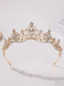 1pc Elegant Crystal Rhinestone Queen Crown Tiara For Women, Wedding/Party/Birthday