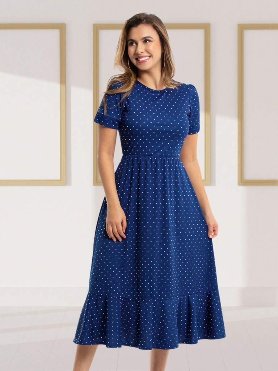 Evangelical Dress Skirt With Ruffle Women's Fashion - 藍色 - 查看 1