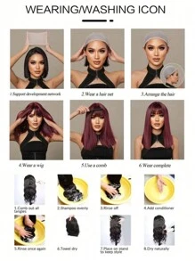 14 英寸浅金色深根和中短直发美丽日间女士假发化纤假发。角色扮演白色彩色合成假发高温发女士中长直发假发节日日常时尚风格合成假发万圣节圣诞节角色扮演假发。 - 漸層棕色 - 查看 6