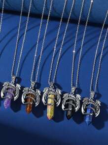 1 Pc Punk Teen Pterosaur Bullet Pendant Necklace Colorful Crystal Bullet Pterosaur Necklace Holiday Jewelry