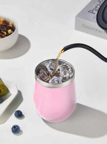 1 pieza Taza de huevo en forma de U de 340ML de acero inoxidable con aislamiento al vacío, exterior pulverizado de varios colores, incluye pajita de acero inoxidable y cepillo para pajita, apto para uso en el hogar, la oficina, al aire libre, viajes, deportes, también disponible para comprar por separado - Multicolor - Ver 8