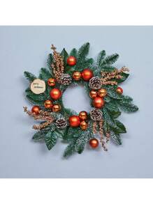 Christmas Wreath Decoration, Artificial Christmas Wreath With Christmas Ball Ornaments, Christmas Tree Holiday Decoration, Party Table Fireplaces Porch Walls New Years Halloween Home Decor - 金色 - 查看 2
