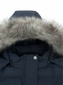 女士厚夹克，冬季新款时尚可拆卸连帽仿毛领保暖棉服外套