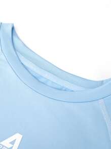 Annil 儿童男女通用圆领纯色简约柔软长袖针织毛衣速干凉爽透气T恤。 - 藍色 - 查看 4