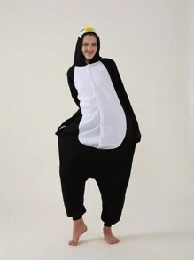Pijama de pingüino unisex para adultos, disfraz de cosplay de animales para otoño/invierno, ropa de dormir para Halloween, fiesta de Navidad, ropa de estar en casa neutra - Negro - Ver 5