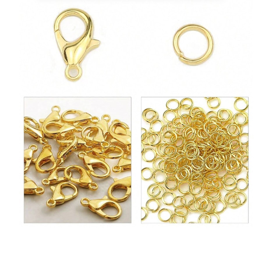 150 pièces/300 pièces Ensemble d'anneaux de connecteur à fermoir de homard, convient pour les bijoux faits main DIY, bracelets, colliers, boucles d'oreilles et autres accessoires, pièces de connecteur de fermoir d'artisanat