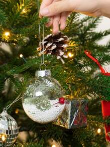 6Pcs Christmas Transparent Ball Plastic Christmas Trees Open Ball Box Bauble Ornament Wedding Gift Present Party Home Decoration