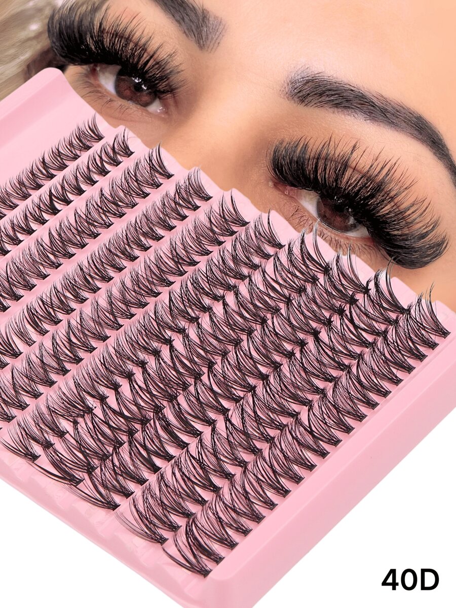 Pestañas postizas falsas esponjosas y densas de 40D | Diseño de pestaña individual de 200 piezas/paquete de 10-16mm | Material de pelo de marta, adecuado para maquillaje de novia y profesional - CC - Ver 1