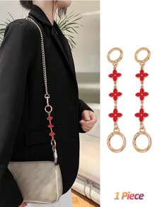 1 件钱包链延长器包带延长器钱包带延长替换件适用于女士、女孩钱包包制作用品可翻转配件（幸运四叶草、白色、粉色、红色） - 白色 - 查看 3