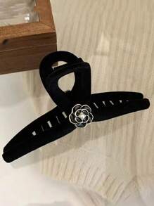 1 件秋冬新款毛绒蝴蝶结发夹、山茶花和发爪发饰、优雅奢华 - 彩色 - 查看 4