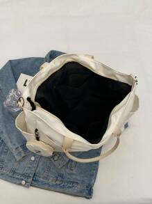 字母图案购物袋配零钱包，适合毕业生、少女、大一、大二、大三和大四学生、大学和高中学生使用，非常适合户外、旅行和返校，带硬币包的女士包，返校包，大容量，轻便，便携，可折叠，经典休闲，适合少女、女大学生、教师，非常适合返校，开学第一天，初中，高中