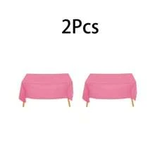 5pcs Disposable Party Tablecloth PE Plastic Magenta Plain Tablecloth For Birthday Dessert Table, Party Decorations - Rose Red - View 4