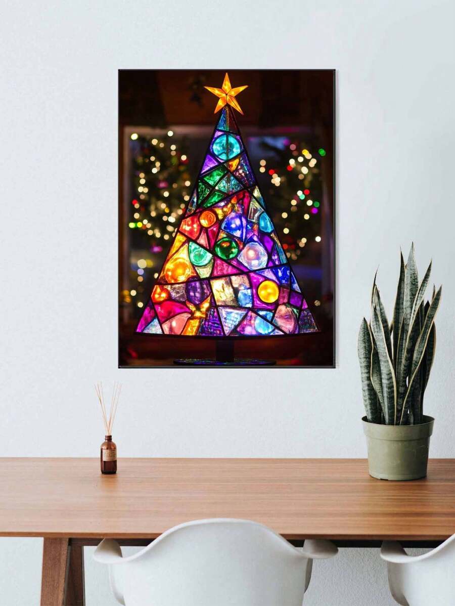 5D DIY 钻石画套装，精美圣诞树钻石艺术套装，马赛克家居装饰墙艺术 - 彩色 - 查看 1