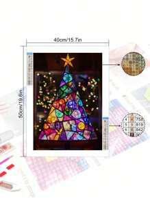 5D DIY 钻石画套装，精美圣诞树钻石艺术套装，马赛克家居装饰墙艺术 - 彩色 - 查看 3