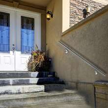 YUENFONG Handrail Railing Stainless Steel Stair Railing With Metal Dowels Wall Handrail Wall Bracket For Handrail Stainless Steel Outside, Balcony, Parapet, Stainless Steel Look (60cm, 80cm, 100cm, 120cm, 150cm, 160cm, 180cm, 200cm) - 銀色-100cm - 查看 6