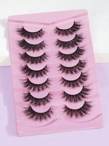 MAGEFY 7Pairs Of Natural Cross Full False Eyelashes,Thick Curling Fluffy Eyelashes Cat Eye Eyelashes 3D Natural False Lashes Fluffy Soft Cross Lashes Manga Lashes Wispy Eyelash Makeup For Party Use Manga Eyelashes, Travel Essentials Realistic Eyelash Full Strip Lashes Lasting - 黑色 - 查看 2