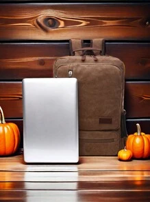 1 Stück modischer Leinwand Rucksack mit großer Kapazität und vielen Taschen, abriebfest, Ledergriff, geeignet für Studenten, Outdoor-Reisen, Geschäftsreisen, Laptop Rucksack, Schulbeutel, Reiserucksack, Campingausflug, Tasche für den Sommer, Rückfahrschule, Laptoptasche, Sporttasche für Männer, Reisenotwendigkeiten, große Tasche, Frühjahrsschulsachen, Schulrucksack, vintage