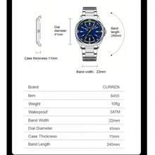 Relógio Masculino CURREN, Marca de Luxo, Militar, do Exército, Pulso à Prova d'Água, Original, Pulseira de Aço Inoxidável, Esportivo, Quartzo, Presente