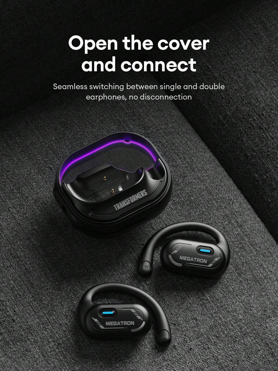 TRANSFORMERS TF-T15 Passive Noise Cancellation Earphones With High Definition Surround Sound, Microphone For Voice Calls, Music & Gaming, Low Latency, Long Battery Life, Smart Touch Control, Open-Ear Wireless Headphones