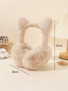 1pc Unisex Teens Plush Cat Ear Earmuffs, 3D Cute Design, Warm & Foldable, Suitable For Autumn/Winter Daily Wear, Outdoor Activities, Skiing, Hiking, Cosplay, Parties, Christmas, Thanksgiving - Short Cat Ear Earmuffs - View 11