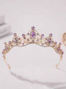 1pc Elegant Crystal Rhinestone Queen Crown Tiara For Women, Wedding/Party/Birthday