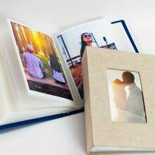 Álbum de fotos de boda de lona elegante de 6 pulgadas, con 100 bolsillos - Ideal para aniversarios, graduaciones, recuerdos de fiestas - Hermosa tela cubierta, disponible en blanco, rojo, negro, beige, gris, azul, gran regalo de cumpleaños - Multicolor - Ver 6