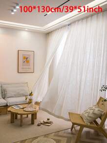 1pc Modern Minimalist Style Japanese Linen Sheer Curtain, Thickened Translucent Privacy Protecting Sun Shade For Balcony, Living Room, Bedroom, Lightweight