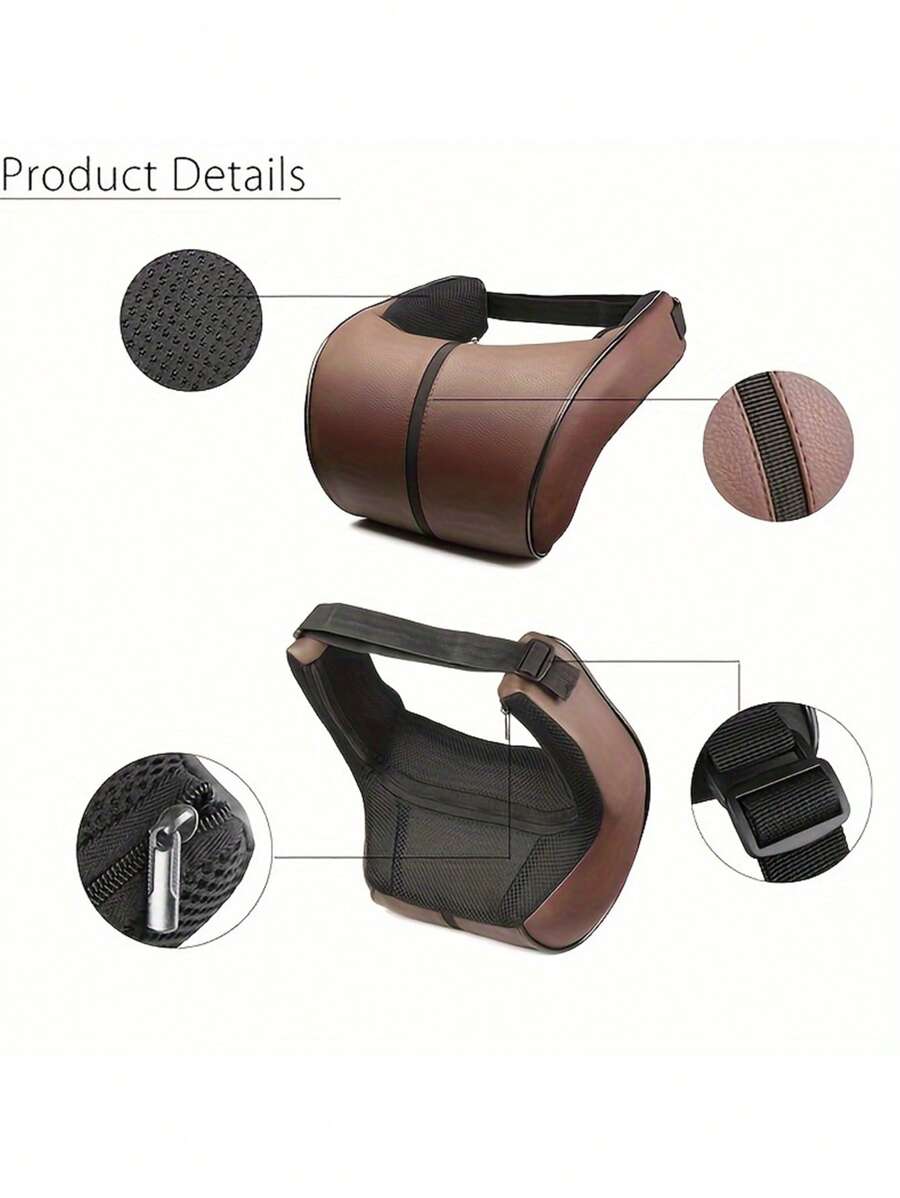 1pc PU Leather Car Seat Headrest, Ergonomic Neck Pillow, Comfortable