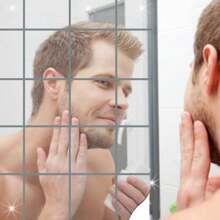 40X Glass Mirror Tiles Wall Sticker Square Self Adhesive Stick On Home Set DIY S - 40PCS - View 7