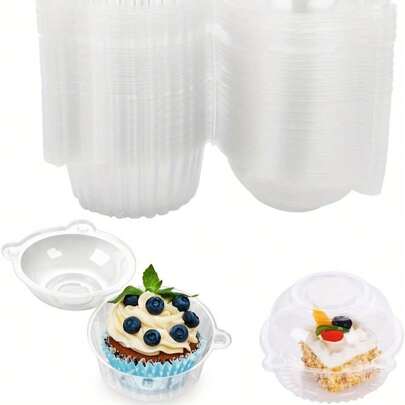 100pcs Individual Plastic Clear Single Cup Cake Muffin Boxes Pods Dome Boxes