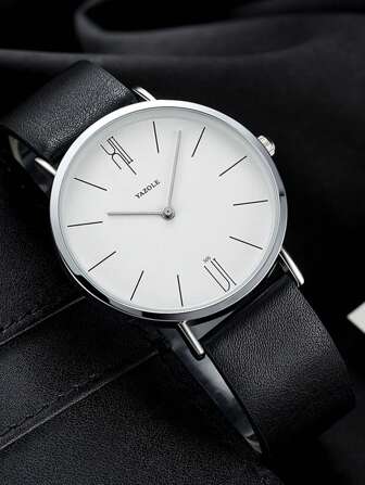 1pc Outdoor Men Watch Leather Military Sports Analog Quartz Wristwatch Decoration Business Man Clock