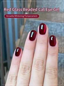 annies 10毫升红色玻璃珠猫眼凝胶指甲油，2024秋冬新品樱桃酒红色猫眼蝴蝶瓶美甲情人节美甲 - 彩色 - 查看 2