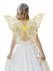 1 Stück goldfarbene Schmetterlings-Fee Flügel für Kostümspiele, geeignet für Partys, Halloween, Kostüme, Festival-Tanzaufführungen