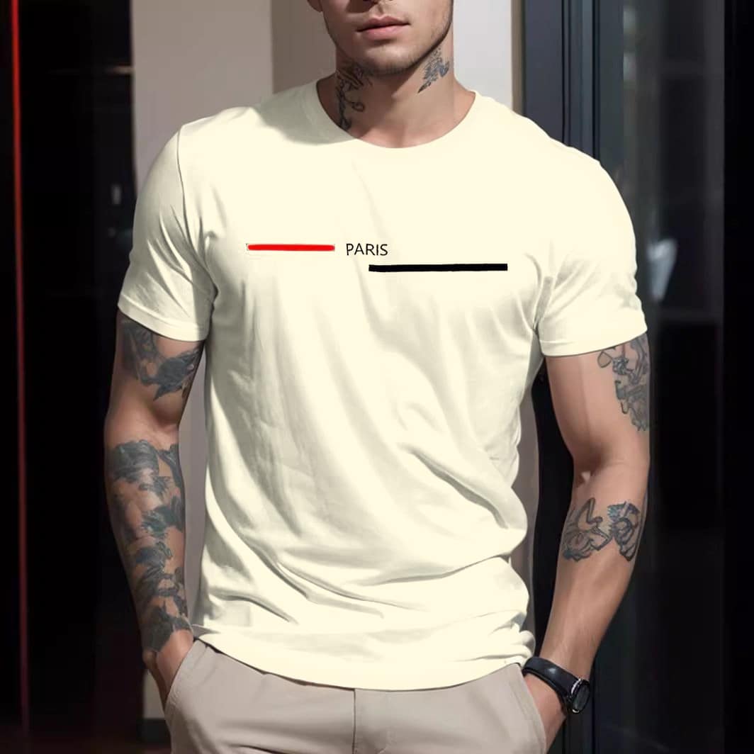 YLF MODAS Camiseta Masculina Estampa paris 100%Algodão Fio 30.1 Penteado