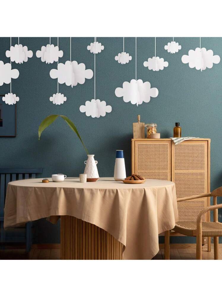 ZAUGONTW - 6 Nuvole Artificiali 3D Per Decorazioni Soffitto, Finta Nuvola In Tessuto Per Feste, Matrimoni, Baby Shower, Camera Bambini (3 Dimensioni) - 2