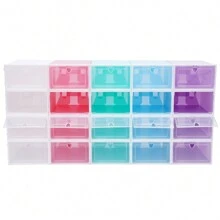 20 Pack Shoe Boxes Stackable Sneaker Storage Container 5-Color Foldable Shoes Organizer For Closet Hallway Bedroom Entryway - Multicolor - View 7