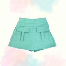 Children's Tailored Cargo Short Skirt - Fashion Blogger Fashion - Màu xanh Bạc hà - Xem 1
