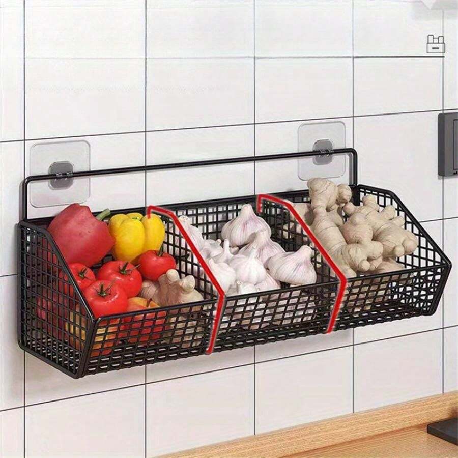 Modern Metal Hanging Baskets For Kitchen Storage Wall Mounted 2Tier