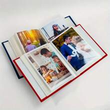 Álbum de fotos de boda de lona elegante de 6 pulgadas, con 100 bolsillos - Ideal para aniversarios, graduaciones, recuerdos de fiestas - Hermosa tela cubierta, disponible en blanco, rojo, negro, beige, gris, azul, gran regalo de cumpleaños - Multicolor - Ver 5