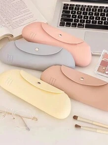 1 pieza Estuche de silicona para almacenar brochas de maquillaje, a prueba de polvo y agua, compacto y portátil para brochas de maquillaje, lápices de cejas, rímel y otros artículos de maquillaje - Bolsa de maquillaje, organizador de maquillaje, artículos escolares